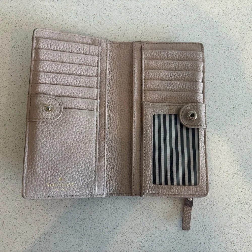 KATE SPADE EDEN LANE JACINDA PORCINI BOW LEATHER WALLET DUSTY PINK